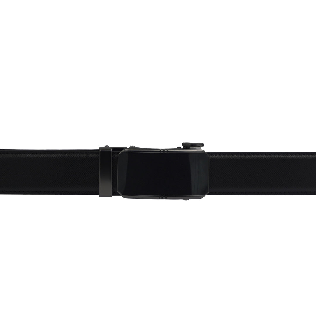 Alef Oxley Men's Leather Auto-lock Solid Buckle 32mm Belt (Black)