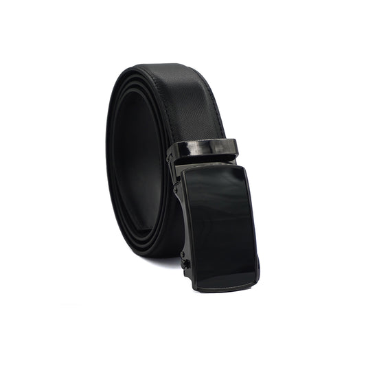 Alef Oxley Men's Leather Auto-lock Solid Buckle 32mm Belt (Black)