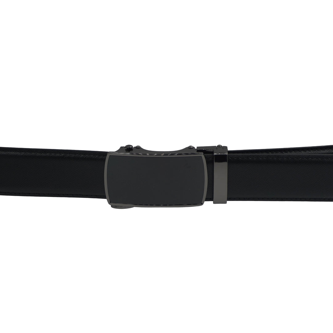 Alef Oxley Men's Leather Auto-lock Solid Buckle 32mm Belt (Black)