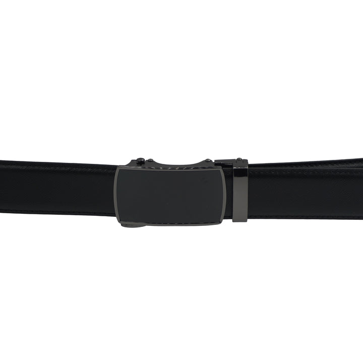Alef Oxley Men's Leather Auto-lock Solid Buckle 32mm Belt (Black)