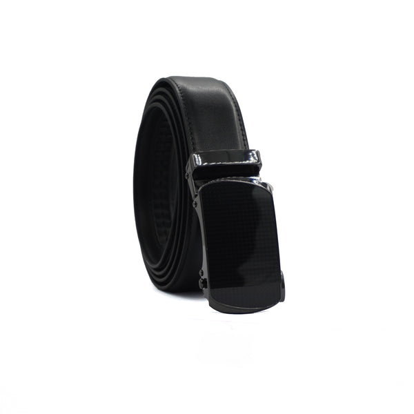 Alef Oxley Men's Leather Auto-lock Solid Buckle 32mm Belt (Black)