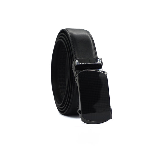 Alef Oxley Men's Leather Auto-lock Solid Buckle 32mm Belt (Black)