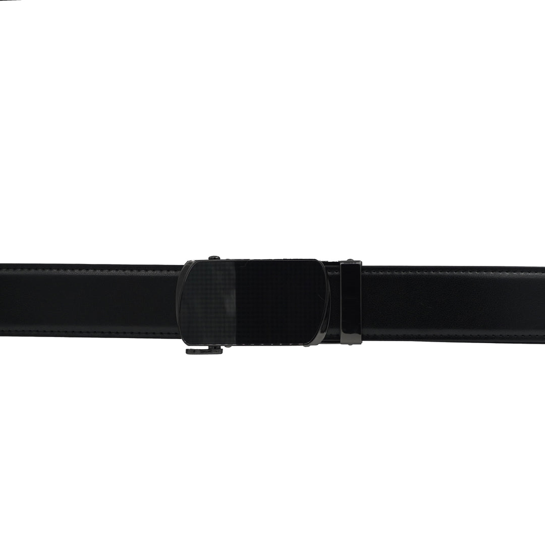 Alef Oxley Men's Leather Auto-lock Solid Buckle 32mm Belt (Black)