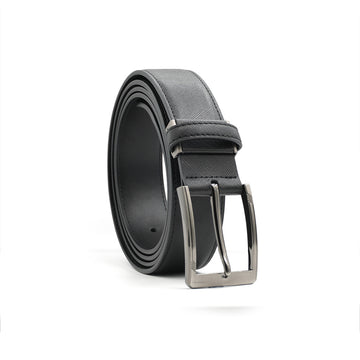 Alef Scott Pin Buckle 35mm Men's Leather Belt (Black)