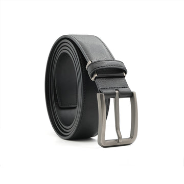 Alef Scott Pin Buckle 35mm Men's Leather Belt (Black)