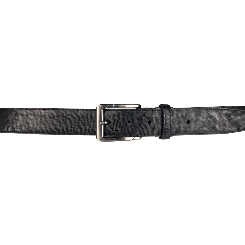 Alef Scott Pin Buckle 35mm Men's Leather Belt (Black)