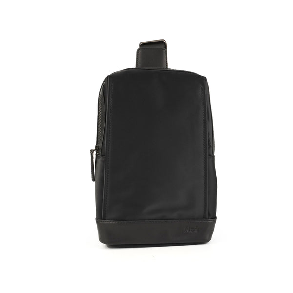 Alef Ethan Men's Lightweight Nylon Water-resistant Chest Bag (Black)