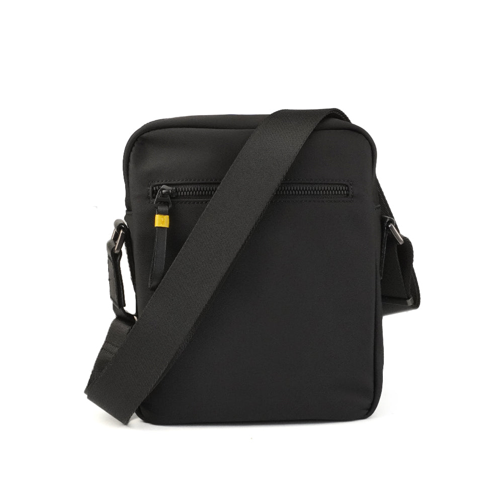 Alef Joe Men's Zip Top Lightweight Nylon Water-resistant Zip Top Shoulder Bag (Black)