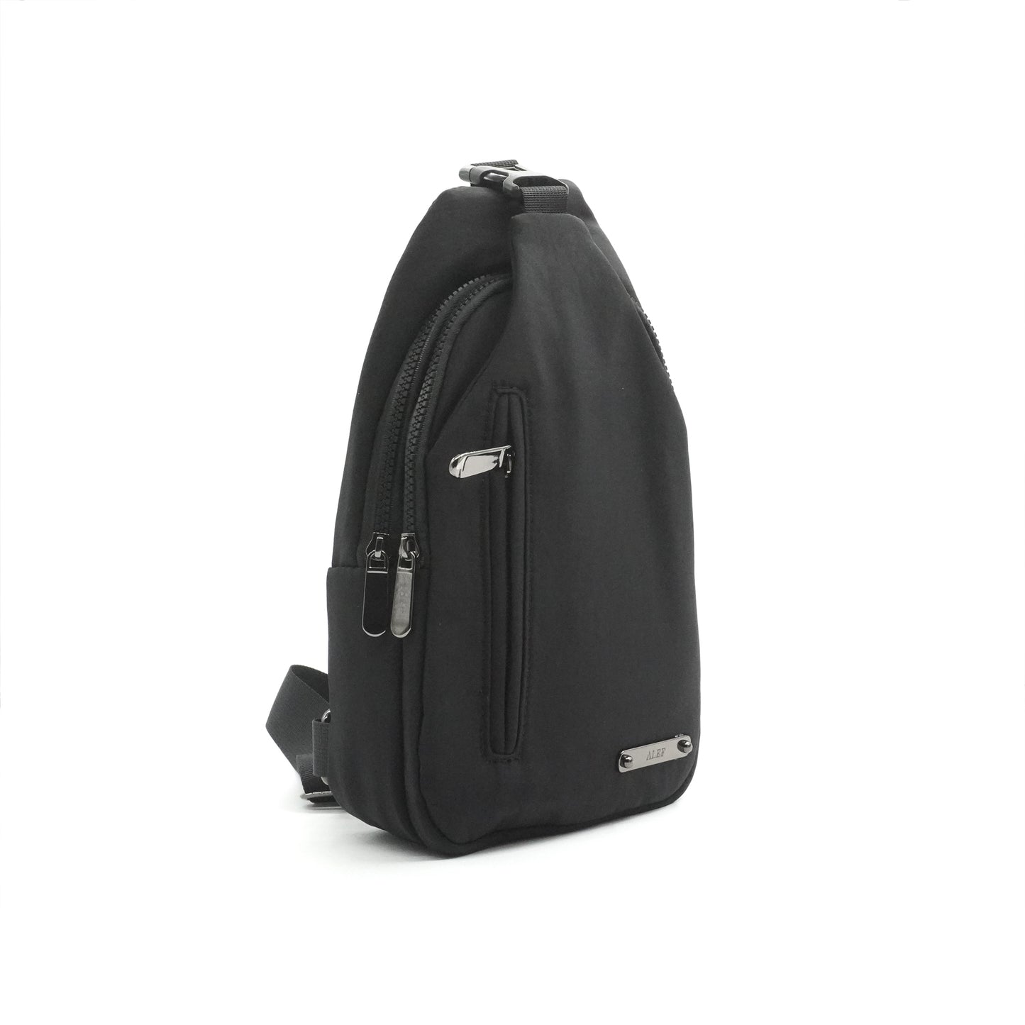 Alef Kyoto Men's Lightweight Water-resistant Nylon Crossbody Chest Sling Bag and Shoulder Sling Bag (Black)
