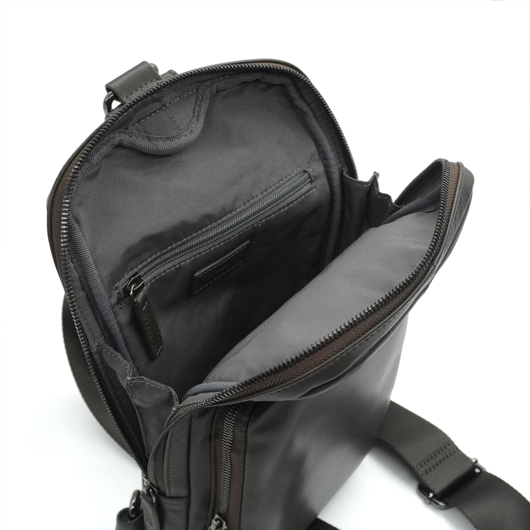 Alef Ridley Men's  Leather Chest Bag (Taupe)