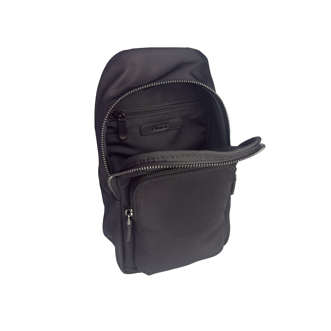 Alef Hamptons Lightweight Nylon Crosbody Chest Bag (Black)