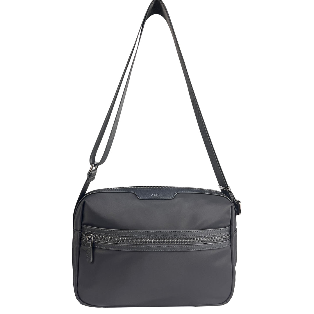 Alef Hamptons Lightweight Water- resistant Nylon Shoulder Bag (Black)