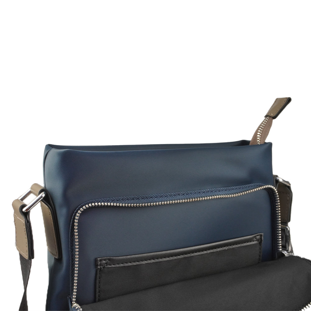 Alef Jack Men's Zip Top Lightweight Nylon Water-resistant Shoulder Bag (Navy)