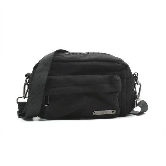 Alef Kyoto Men's Nylon Shoulder Bag (Black)