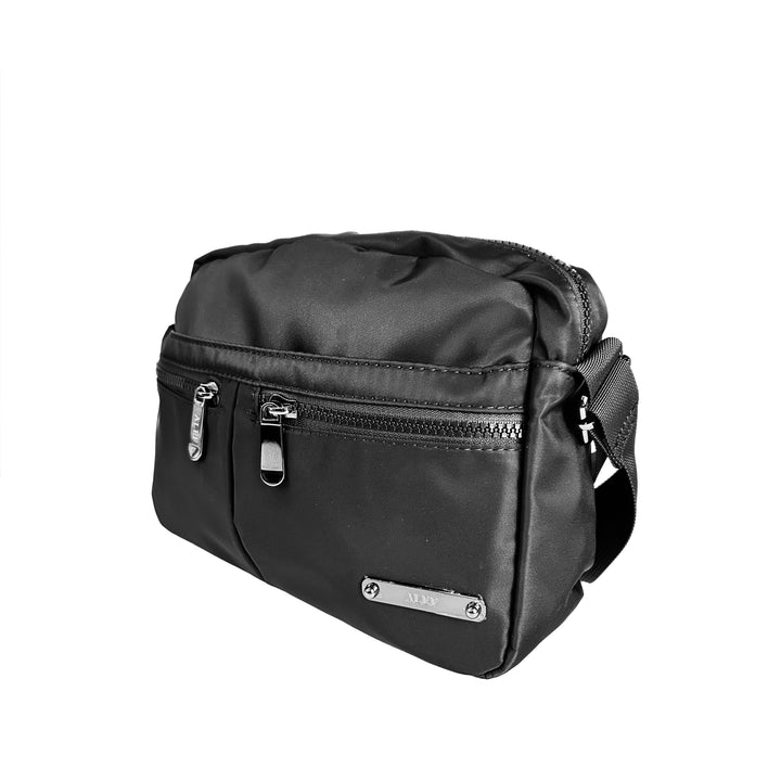 Alef Landon Men's Lightweight Water-Resistant Nylon Messenger Bag With Adjustable Sling (Black)