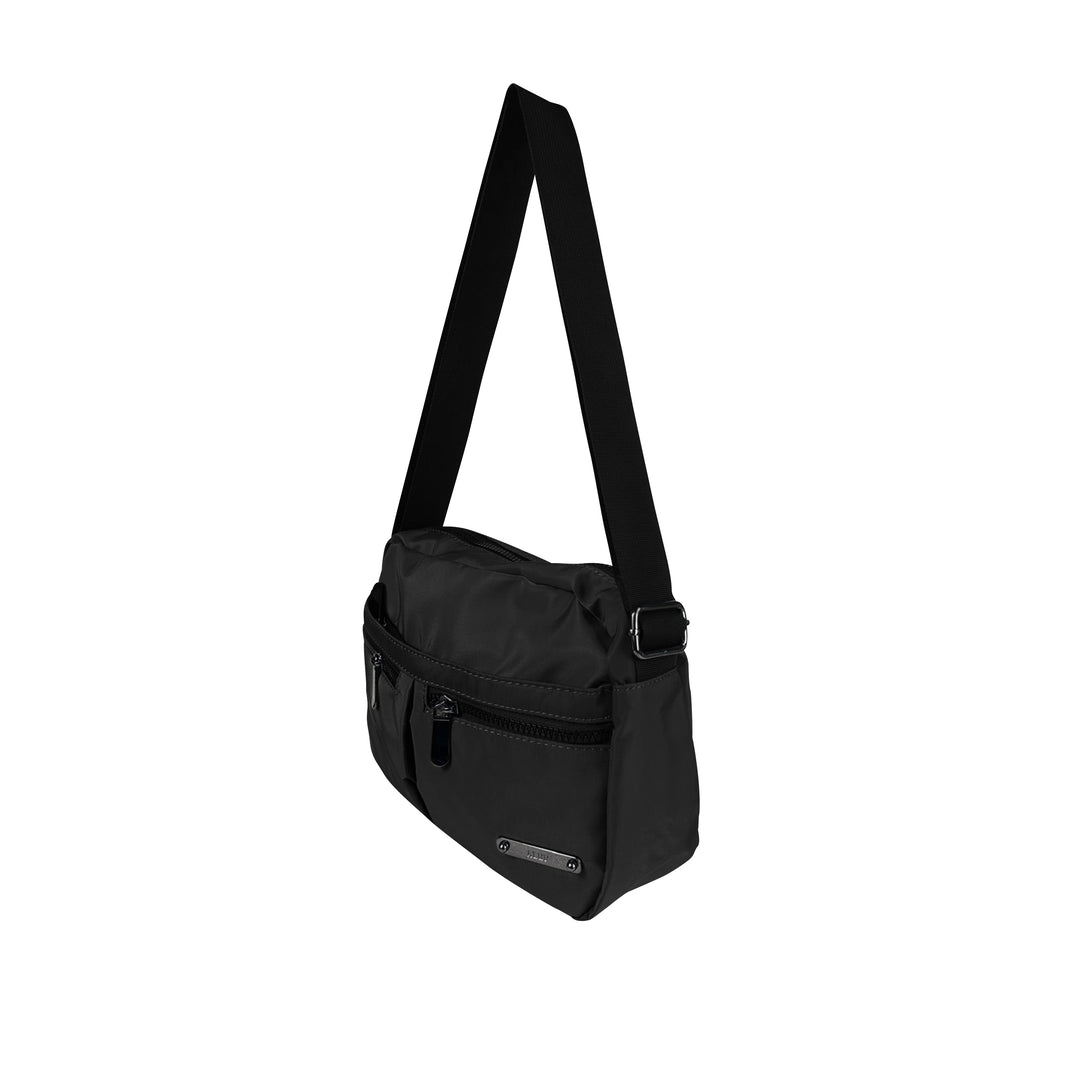 Alef Landon Men's Lightweight Water-Resistant Nylon Messenger Bag With Adjustable Sling (Black)