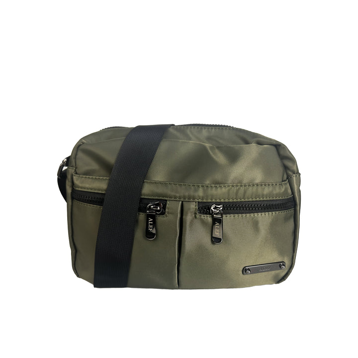 Alef Landon Men's Lightweight Water-Resistant Nylon Messenger Bag With Adjustable Sling (Green)