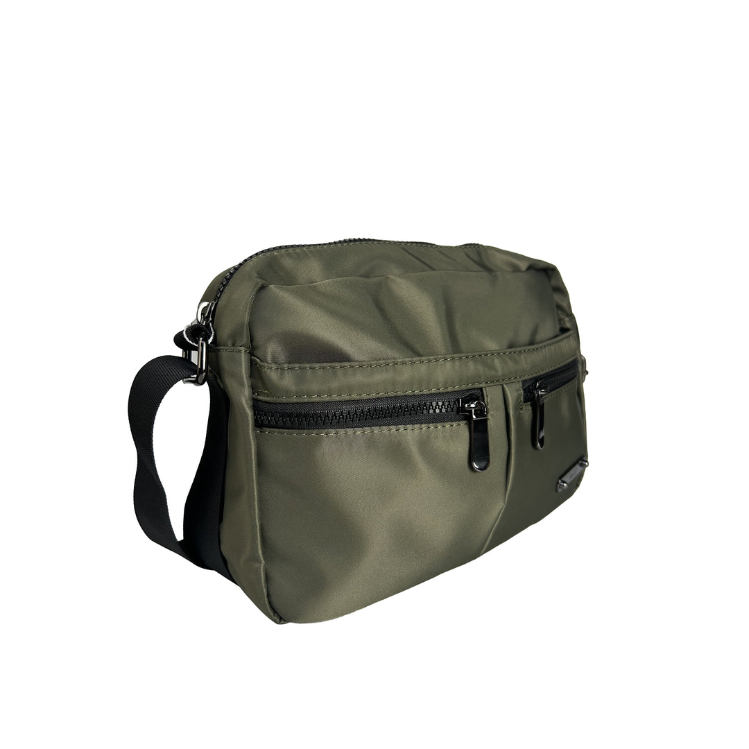 Alef Landon Men's Lightweight Water-Resistant Nylon Messenger Bag With Adjustable Sling (Green)