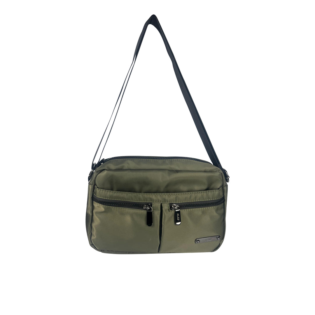 Alef Landon Men's Lightweight Water-Resistant Nylon Messenger Bag With Adjustable Sling (Green)