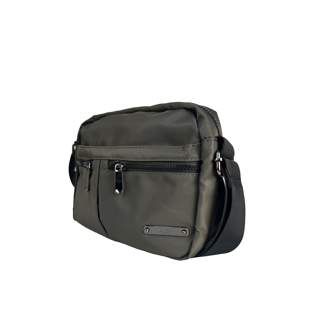 Alef Landon Men's Lightweight Water-Resistant Nylon Messenger Bag With Adjustable Sling (Grey)