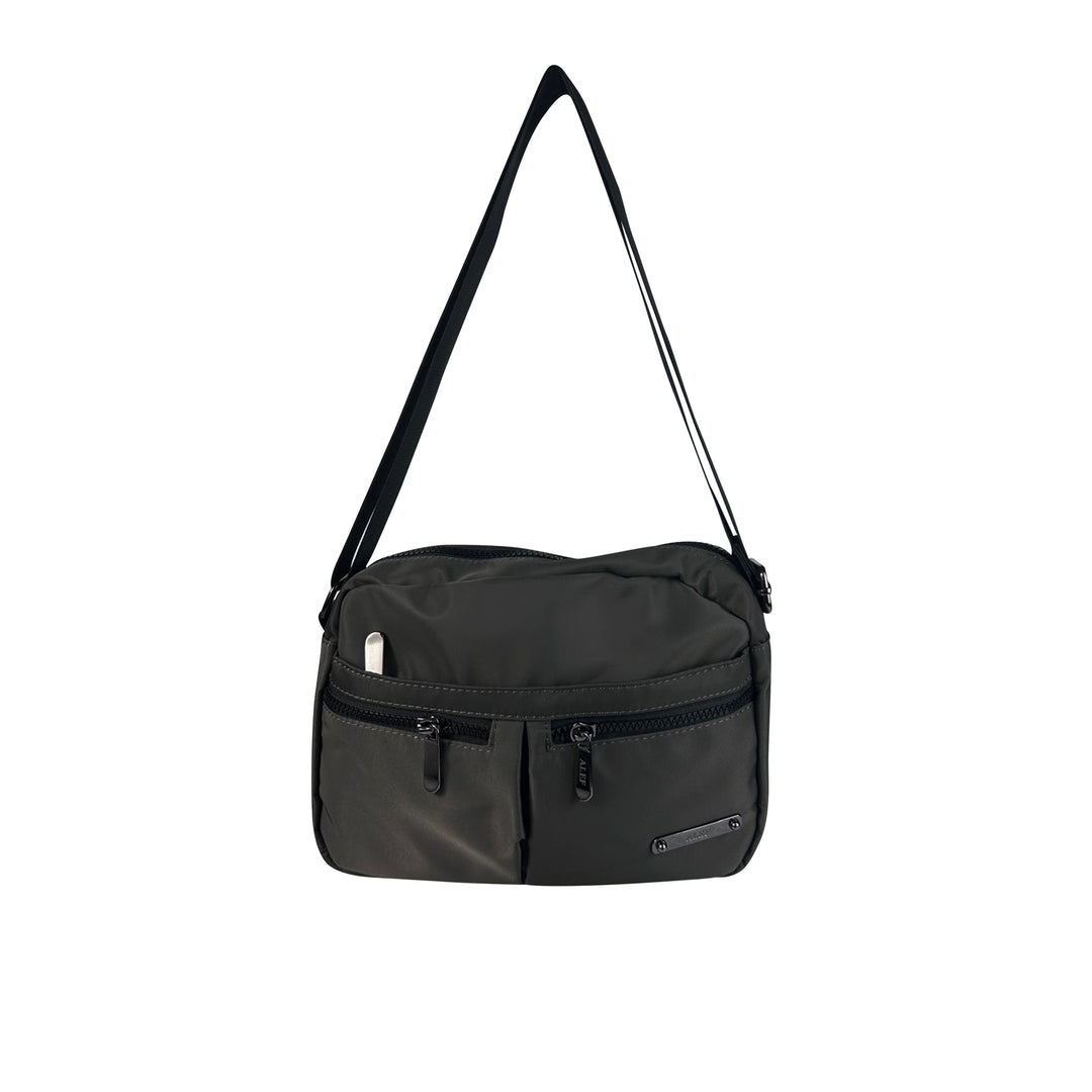 Alef Landon Men's Lightweight Water-Resistant Nylon Messenger Bag With Adjustable Sling (Grey)