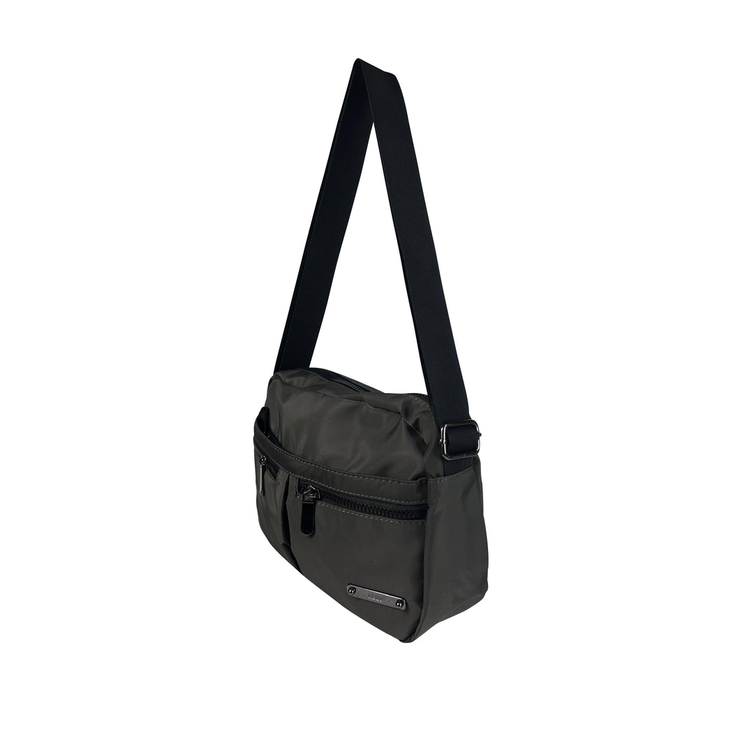 Alef Landon Men's Lightweight Water-Resistant Nylon Messenger Bag With Adjustable Sling (Grey)