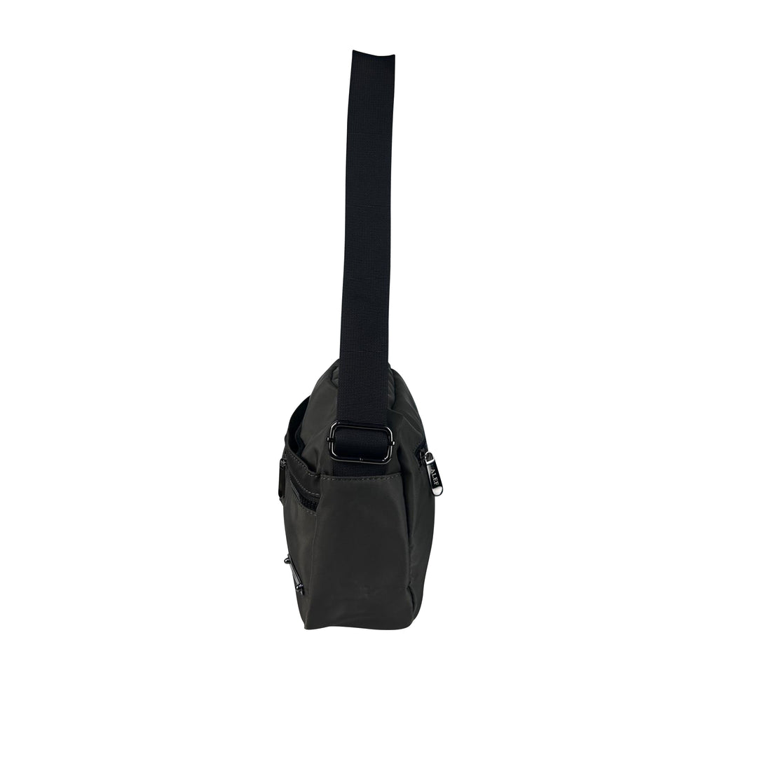 Alef Landon Men's Lightweight Water-Resistant Nylon Messenger Bag With Adjustable Sling (Grey)