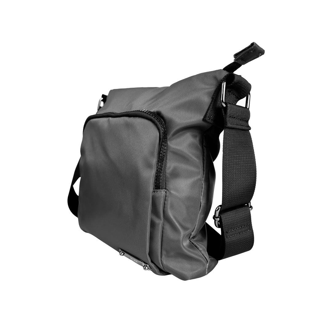 Alef Landon Men's Lightweight Water-Resistant Nylon Shoulder Sling Bag (Grey)