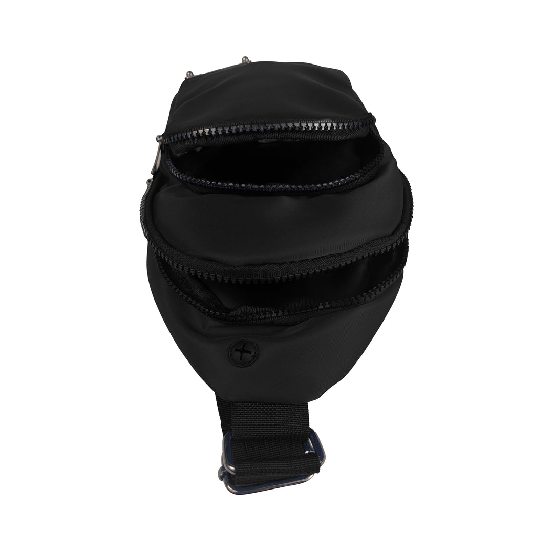 Alef Landon Men's Lightweight Water-Resistant Nylon  Crossbody Chest Bag (Black)