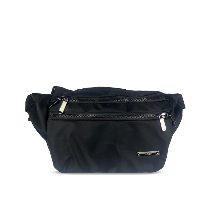 Alef Landon Lightweight Water-Resistant Nylon Crossbody Chest Bag / Waist Pouch (Black)