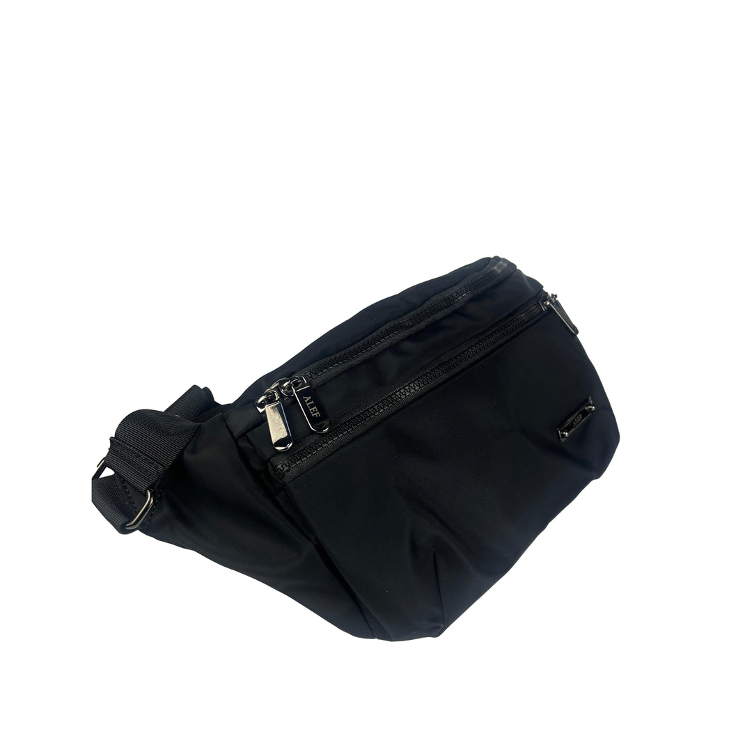 Alef Landon Lightweight Water-Resistant Nylon Crossbody Chest Bag / Waist Pouch (Black)