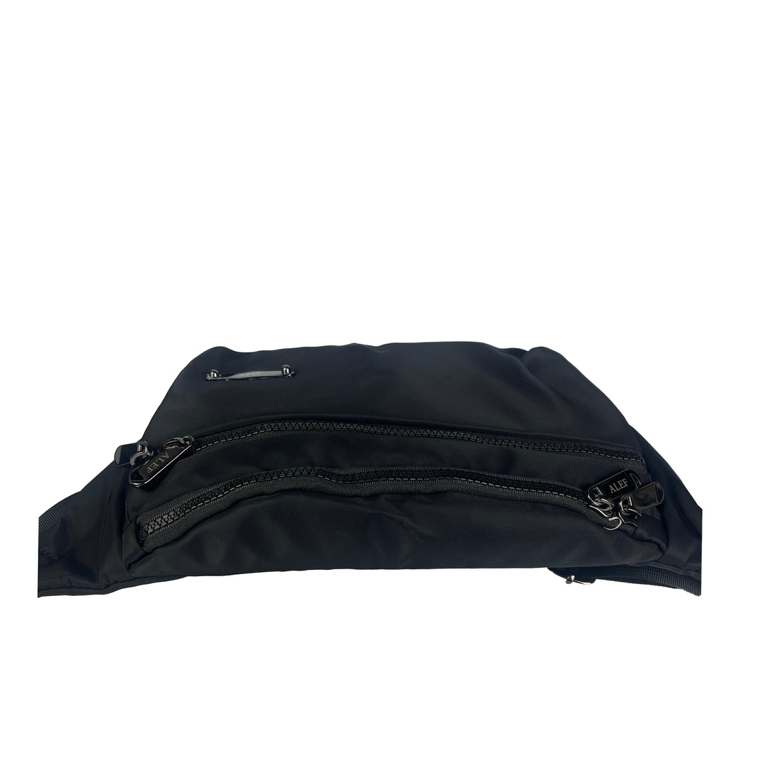 Alef Landon Lightweight Water-Resistant Nylon Crossbody Chest Bag / Waist Pouch (Black)