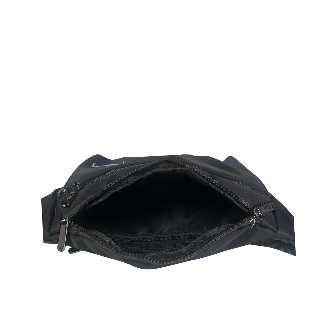 Alef Landon Lightweight Water-Resistant Nylon Crossbody Chest Bag / Waist Pouch (Black)