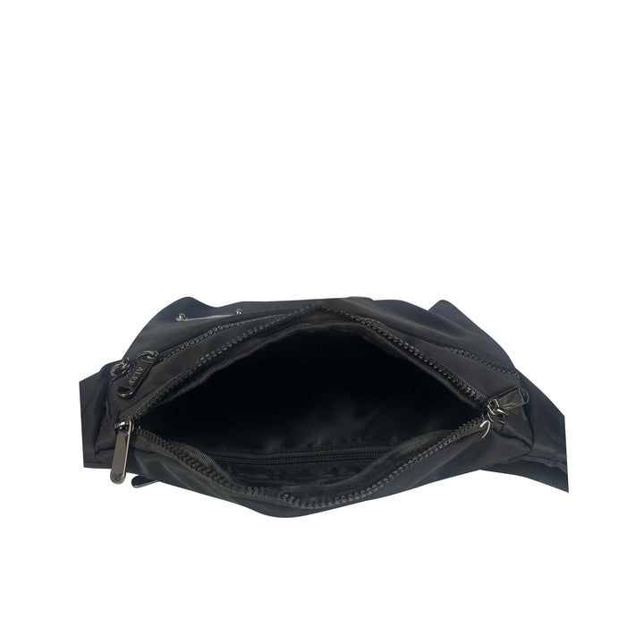Alef Landon Lightweight Water-Resistant Nylon Crossbody Chest Bag / Waist Pouch (Black)