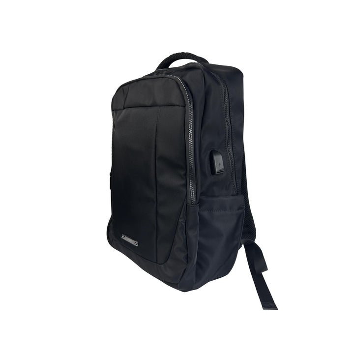 Alef Landon Men's Lightweight Water-Resistant Nylon Backpack (Black)