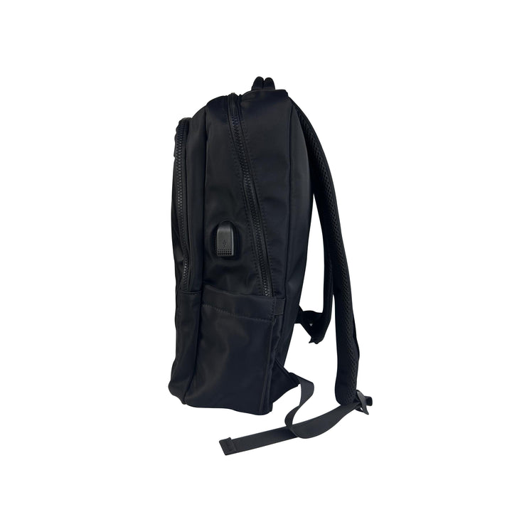 Alef Landon Men's Lightweight Water-Resistant Nylon Backpack (Black)