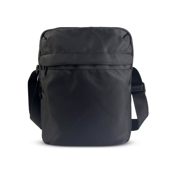Alef Paterson Lightweight Water-resistant Nylon Shoulder Bag (Black)