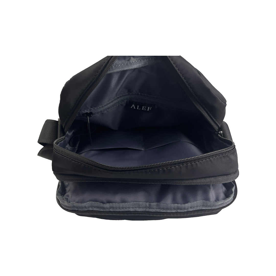 Alef Paterson Lightweight Water-resistant Nylon Shoulder Bag (Black)
