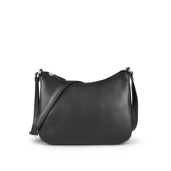 Tess Marianne Ladies Double Zip Leather Sling Bag (Black)