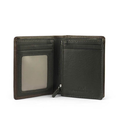 Alef  Andrew RFID Protected Full Grain Leather Men's Compact Wallet with Card Window (Nougat)