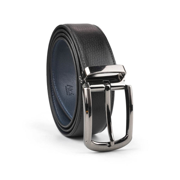 Alef Dean  Reversible Men's Leather Belt in Black