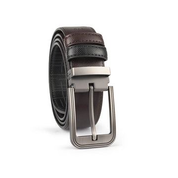 Alef Denver Pin Buckle  Reversible 35MM Men's  Leather Belt Black/Cafe (110cm)