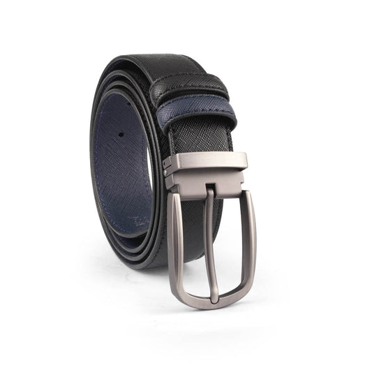 Alef Denver Pin Buckle  Reversible 35MM Men's  Leather Belt Black/Navy (110cm)
