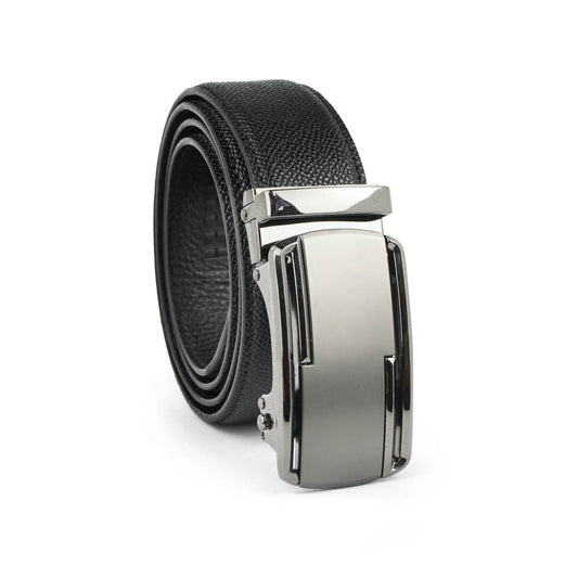 Alef Matthew Micro-Adjustable Auto-Lock Men's Leather Belt in Black (110cm)