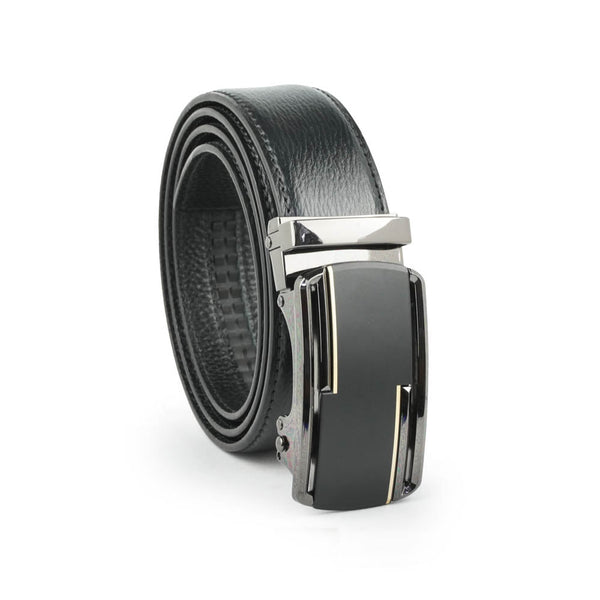 Alef Matthew Micro-Adjustable Auto-Lock Men's Leather Belt in Black (120cm)
