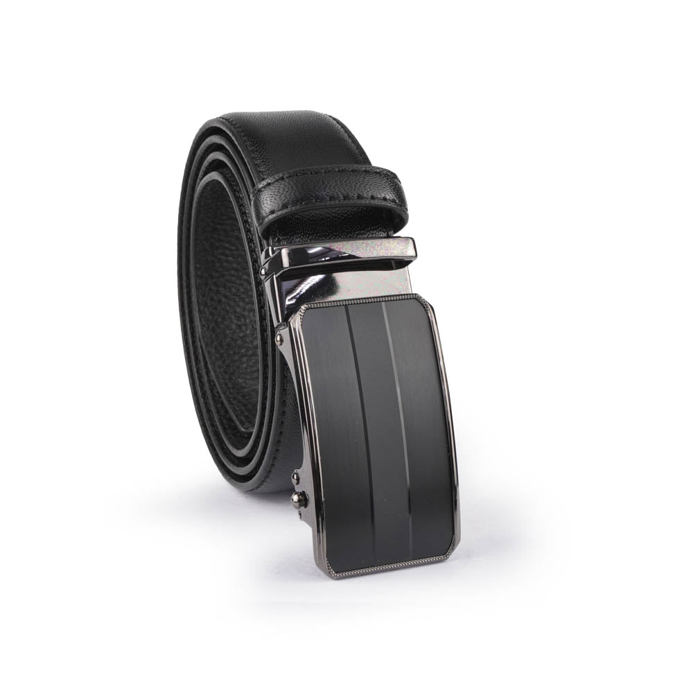 Alef Miami Auto-Lock Solid Buckle 35mm Men's Leather Belt in Black