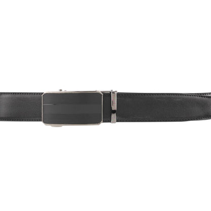 Alef Miami Auto-Lock Solid Buckle 35mm Men's Leather Belt in Black
