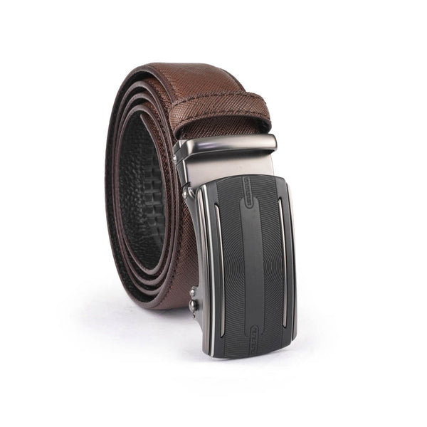 Alef Miami Auto-Lock Reversible Solid Buckle 35mm Men's Leather Belt in (Cafe/Black)