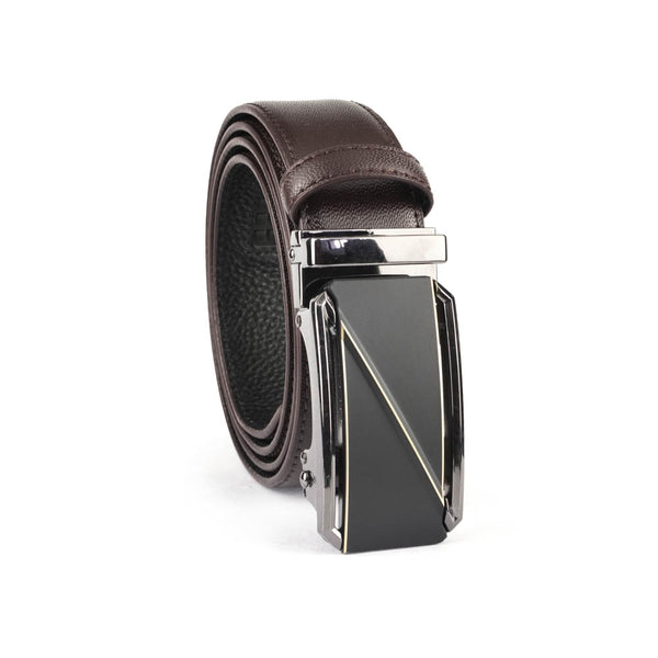 Alef Miami Auto-Lock Solid Buckle 35mm Men's Leather Belt (Cafe/Black)
