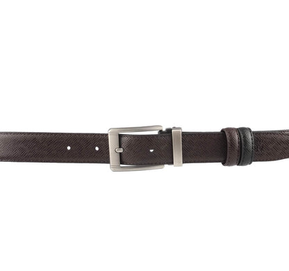 Alef Toby Stud Buckle Reversible 35mm Men's Leather Belt in Black/Cafe